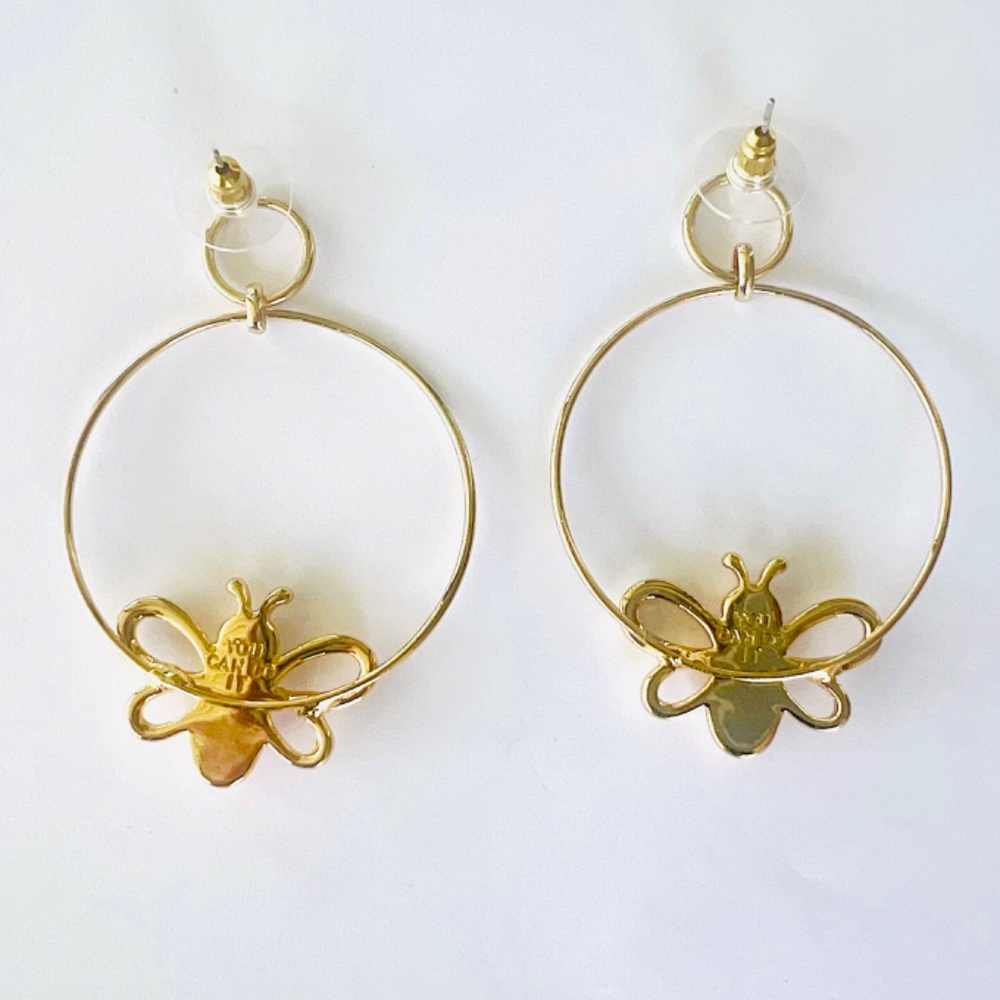 Bumble Bee Pierced Earrings Marked “You Can Do It” Pink Rhinestones - Picture 3 of 3